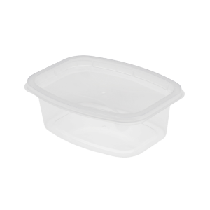 The 12oz Deli is a clear, rectangular plastic food storage container with a fitted lid, pictured against a plain white background.